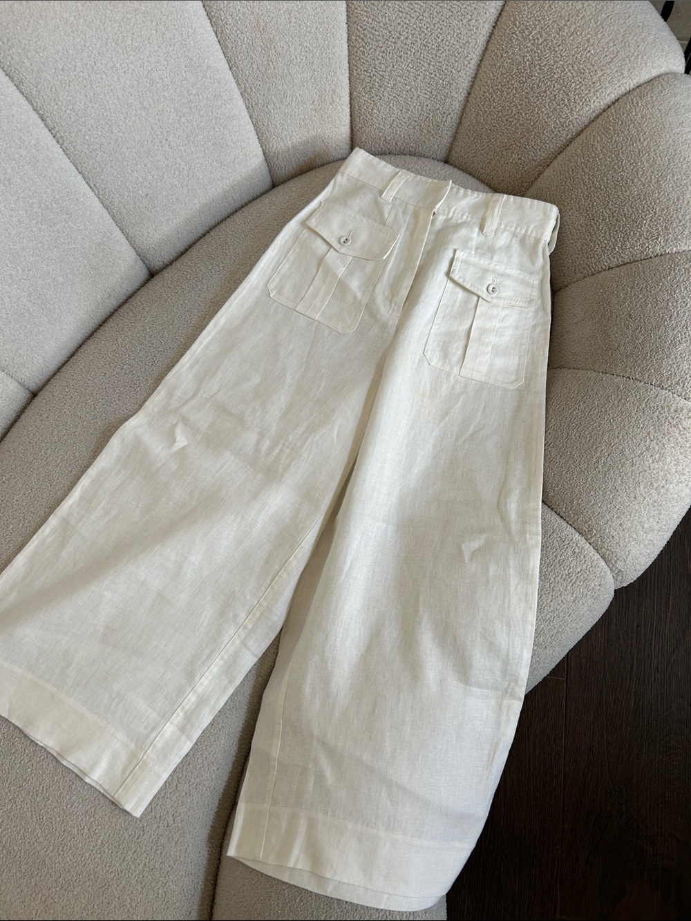 Zimmermann Cream Wide-Leg Linen Blend Chinos